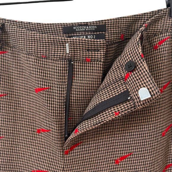 Scotch & Soda Houndstooth Shooting Star Tapered Trousers in "Brown Flock" Sz M - Picture 8 of 14